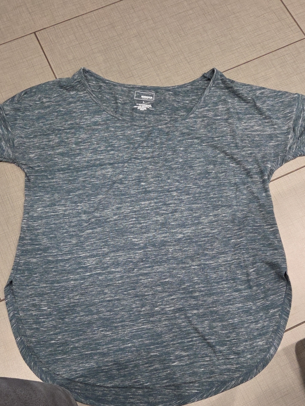 Sonoma Heathered Teal Short Sleeve Tee Large